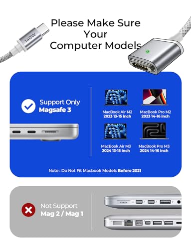 LISEN 140W USB-C Magnetic Charger Cable for MacBook