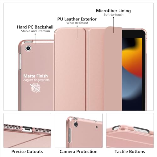 Moko Slim Stand Case for iPad 10.2 Rose Gold