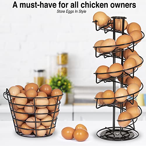 Rotating Spiral Egg Rack with Matching Basket