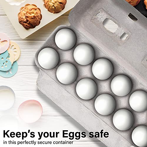 Natural Pulp Egg Cartons - Holds 12 Eggs | 1 Dozen | Sturdy & Eco-friendly | Extra Eggs Storage