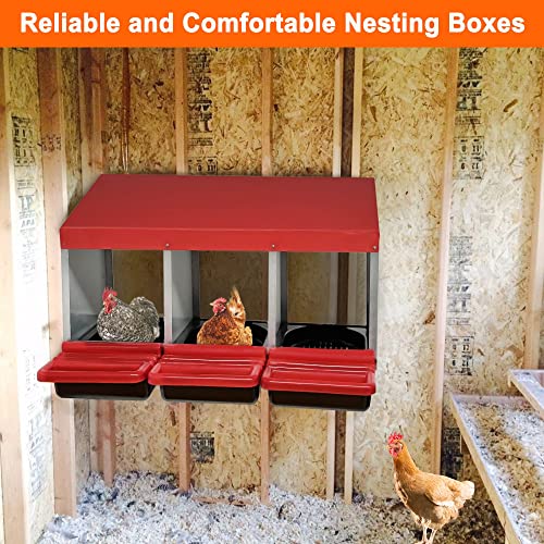 ZenxyHoC 3 Hole Chicken Nesting Box with Perch