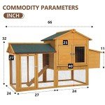 66" Wood Chicken Coop, Indoor/Outdoor, 2-4 Chickens