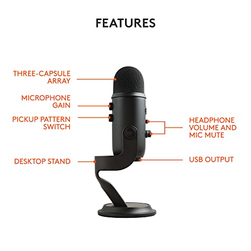 Blue Yeti USB Microphone for Gamers and Streamers