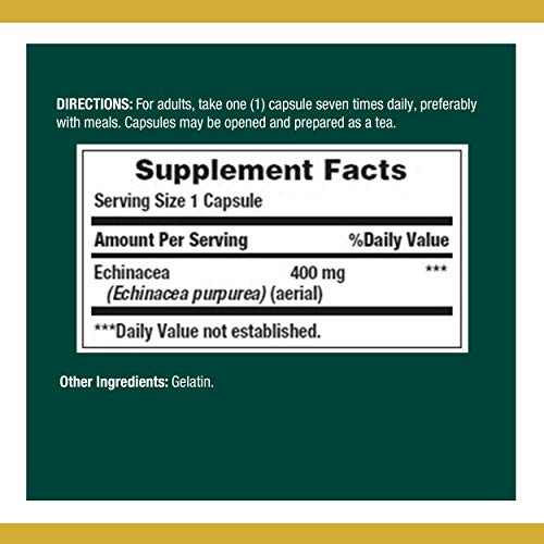 Echinacea Immune Support Supplement, 400mg, 100 Capsules
