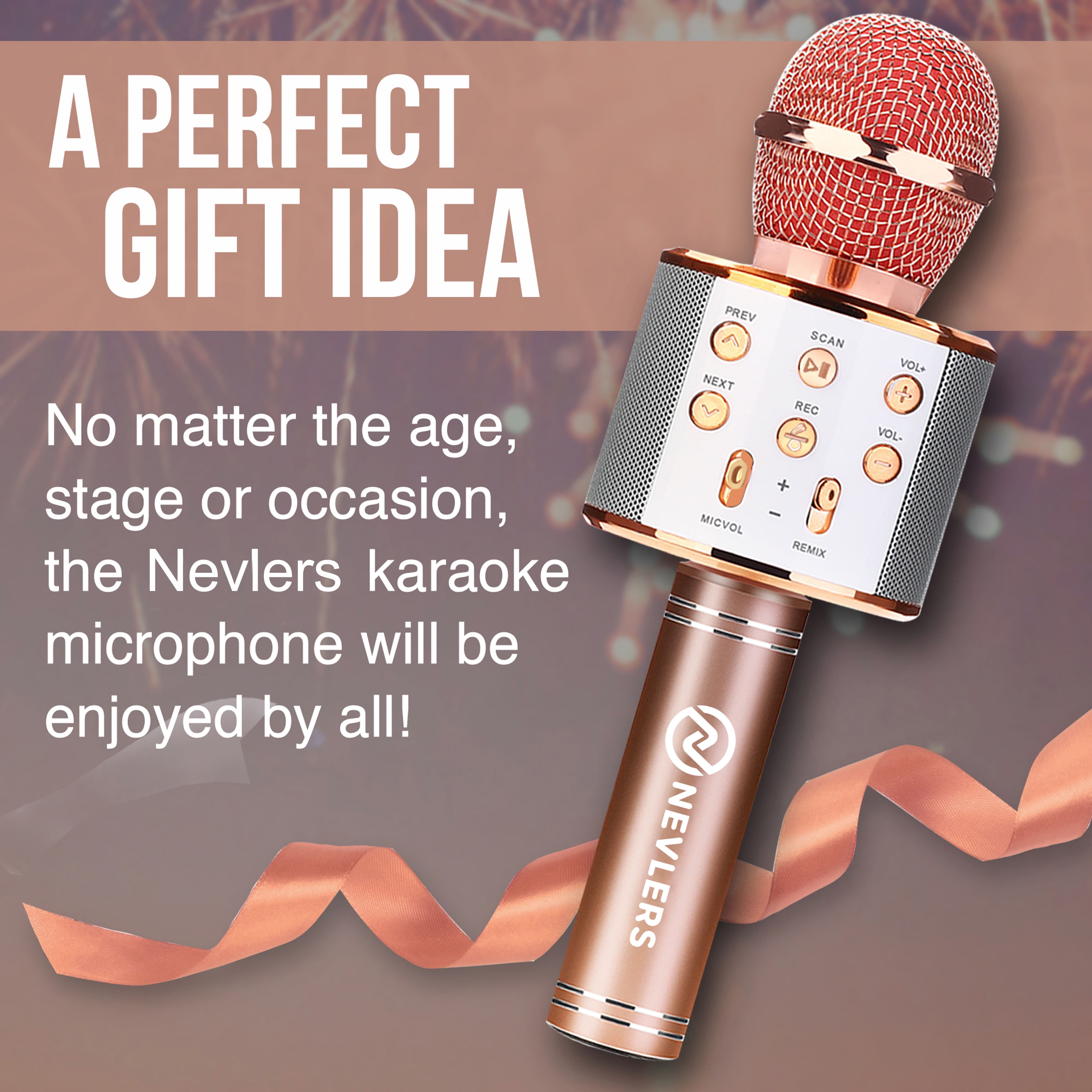 Rose Gold Wireless Bluetooth Karaoke Microphone
