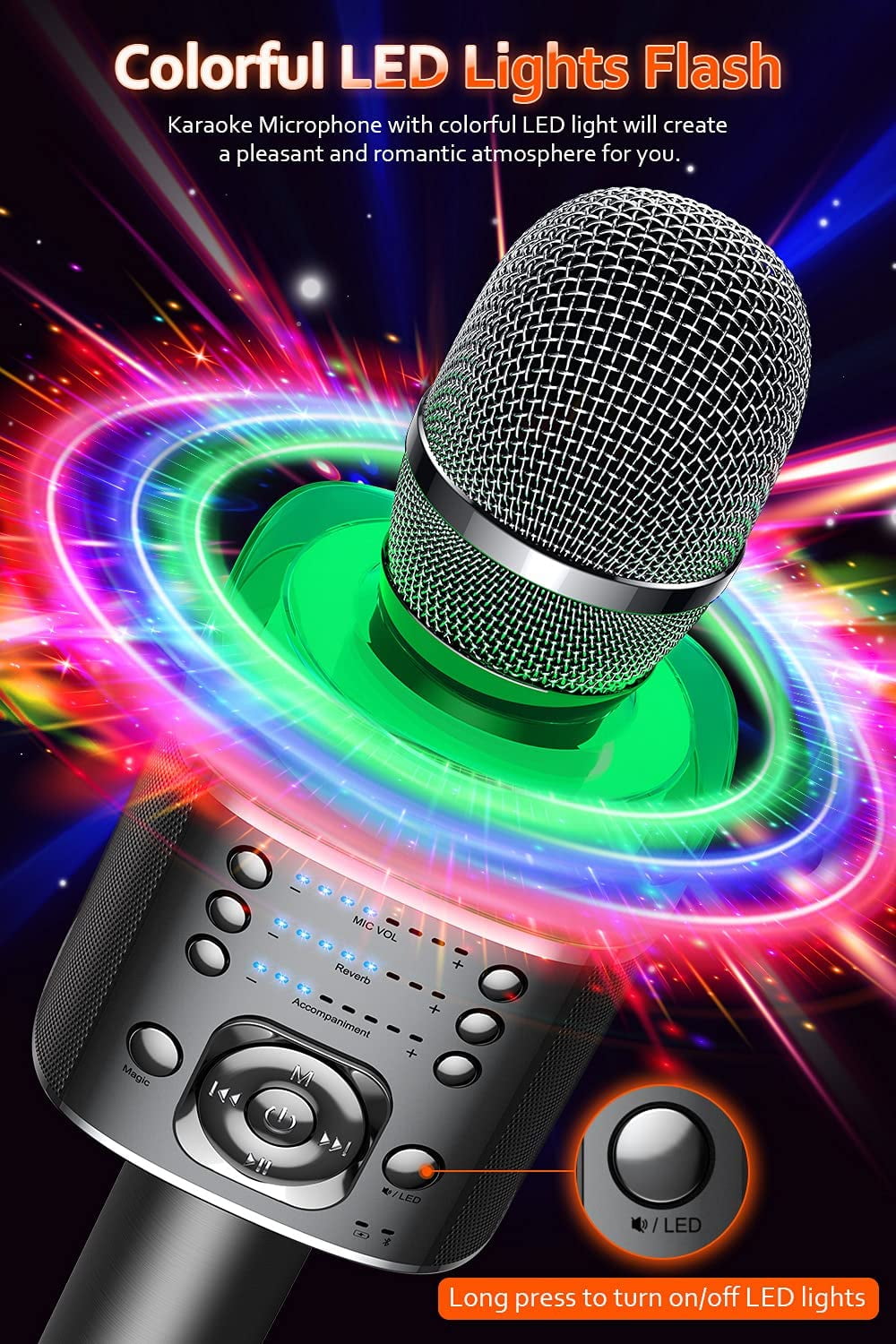Bluetooth Karaoke Microphone with Voice Changer Fun