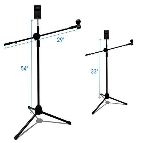 Adjustable Microphone Stand with Tablet Holder and Clips