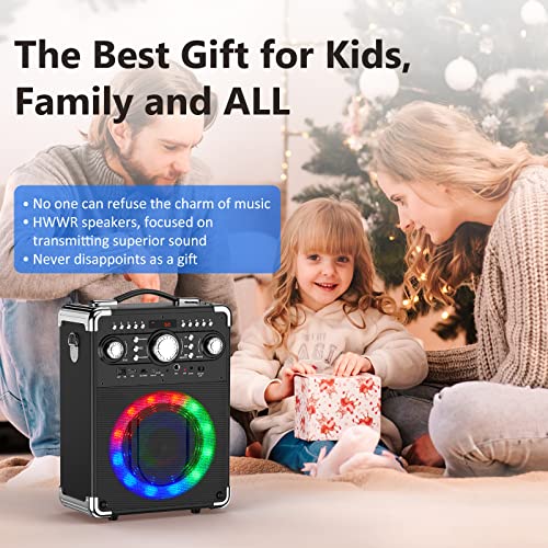 Portable Karaoke Machine with 3 Microphones, DJ Lights