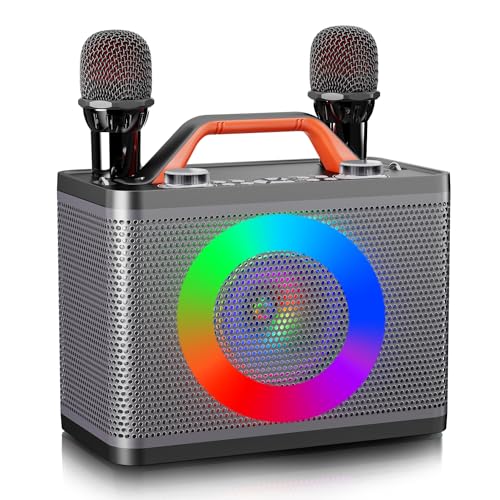 BONAOK Karaoke Machine - Portable Bluetooth Speakers, 2 Microphones