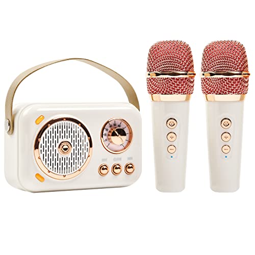 Bluetooth Karaoke Speaker Set, Retro Portable Handheld Mic