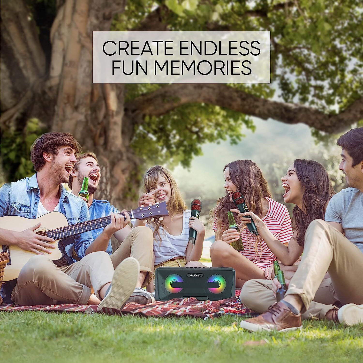 2 Wireless Microphone Karaoke Machine for Adults and Kids