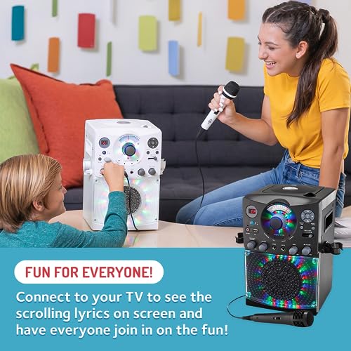 Karaoke Machine with Wired Microphone - LED Disco Lights - Bluetooth