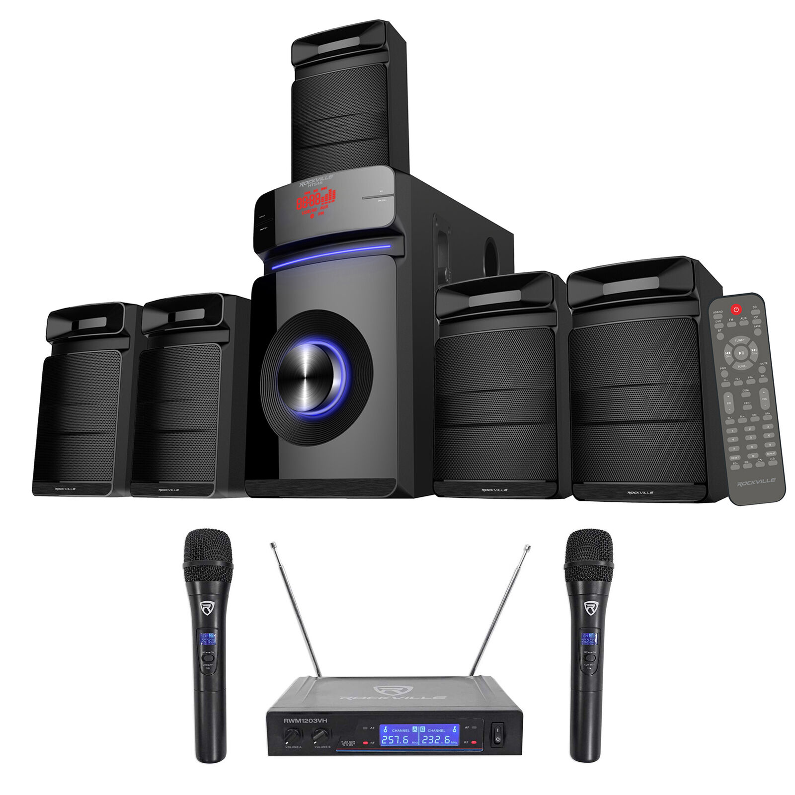 Rockville Karaoke System with Subwoofer and Wireless Mics