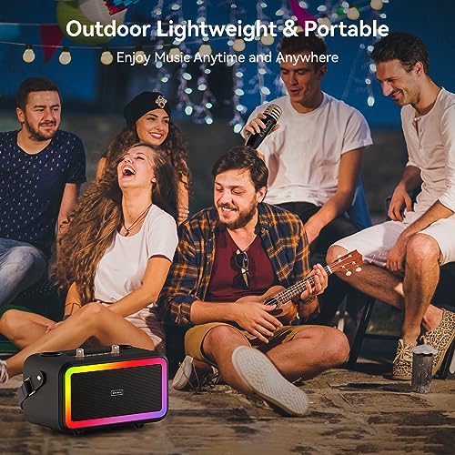 Wireless Karaoke Machine: BIGASUO Wood Speaker, LED Lights