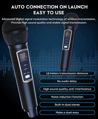 Portable Karaoke Speaker with 2 Wireless Microphones