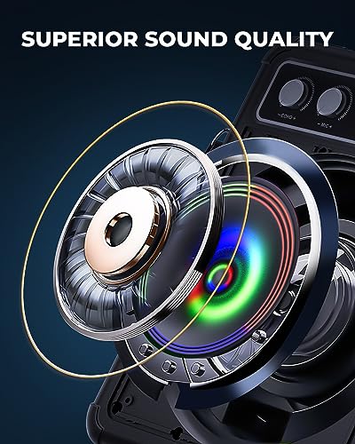 Portable Bluetooth Karaoke Speaker with 2 Wireless Microphones