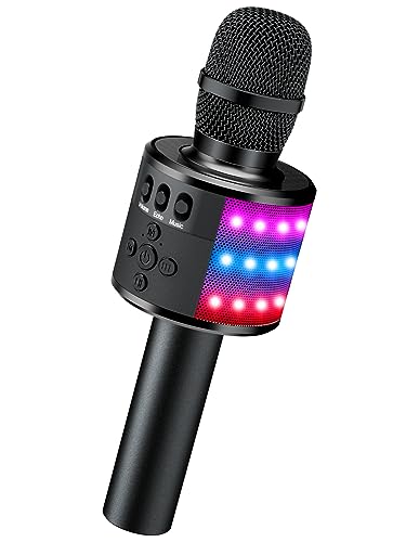 BONAOK 4-in-1 Bluetooth Karaoke Microphone with LED