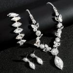 Luxury Rhinestone Floral Jewelry Set: Necklace, Earrings, Bracelet
