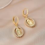 14K Yellow Gold Our Lady Necklace & Earrings Set