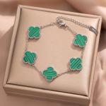 Sylora Vintage Malachite Four Leaf Clover Jewelry Set