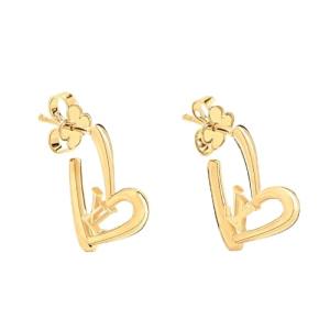 Elegant 18K Gold Heart Drop Earrings for Women