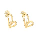 Elegant 18K Gold Heart Drop Earrings for Women