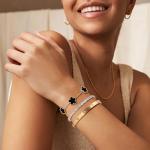 Floral Gold Stackable Bracelets Set - 3 Pieces