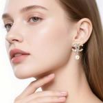 Gold-Tone Pearl and Crystal Drop Earrings