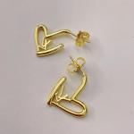 Elegant 18K Gold Heart Drop Earrings for Women