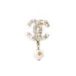 Gold-Tone Pearl and Crystal Drop Earrings