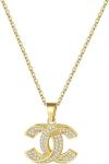18K Gold Initial Necklace with CZ Pendant for Her