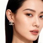 Gold Plated Pearl and Crystal Stud Earrings