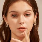 14K Gold Plated H Stud Earrings for Women