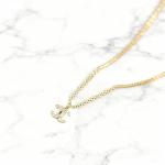 18K Gold Initial Necklace with CZ Pendant for Her