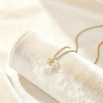 18K Gold Initial Necklace with CZ Pendant for Her