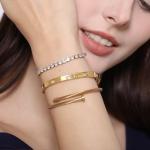 18K Gold Plated Love Bangle Bracelet Set