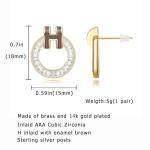 14K Gold Plated H Stud Earrings for Women