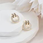 14K Gold Plated H Stud Earrings for Women