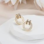 14K Gold Plated H Stud Earrings for Women