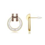 14K Gold Plated H Stud Earrings for Women