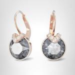 Swarovski Gray V-Shaped Crystal Earrings in Rose Gold