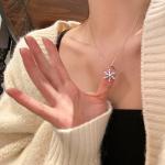 Sterling Silver Rotatable Snowflake Necklace for Women
