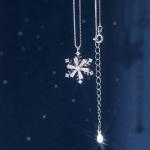 Sterling Silver Rotatable Snowflake Necklace for Women