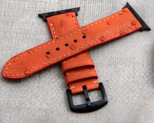 Ostrich Leather Apple Watch Band in Various Sizes