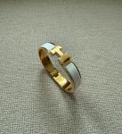 White Enamel H Bracelet in Yellow Gold