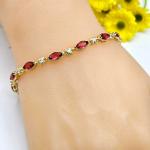 Elegant 14K Gold Plated Flower Garnet Bracelet