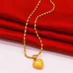 24K Dubai Gold Heart Necklace & Earrings Set