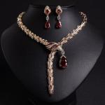 Vintage Snake Jewelry Set with Crystal Necklace and Earrings