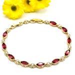 Elegant 14K Gold Plated Flower Garnet Bracelet