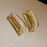 18K Gold Plated Zircon Hoop Earrings for Women